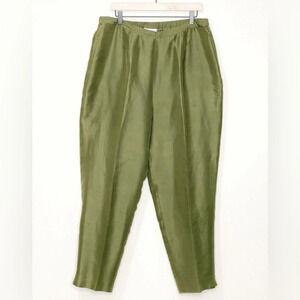 Tess Silk Olive Green Pants‎ Size 24W 100% Silk